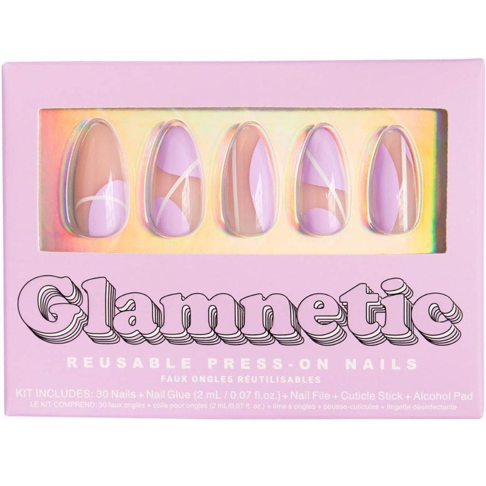 Glamnetic Press On Nails Purple Power Semi-Transparent Medium Almond Nails NEW - Picture 2 of 8